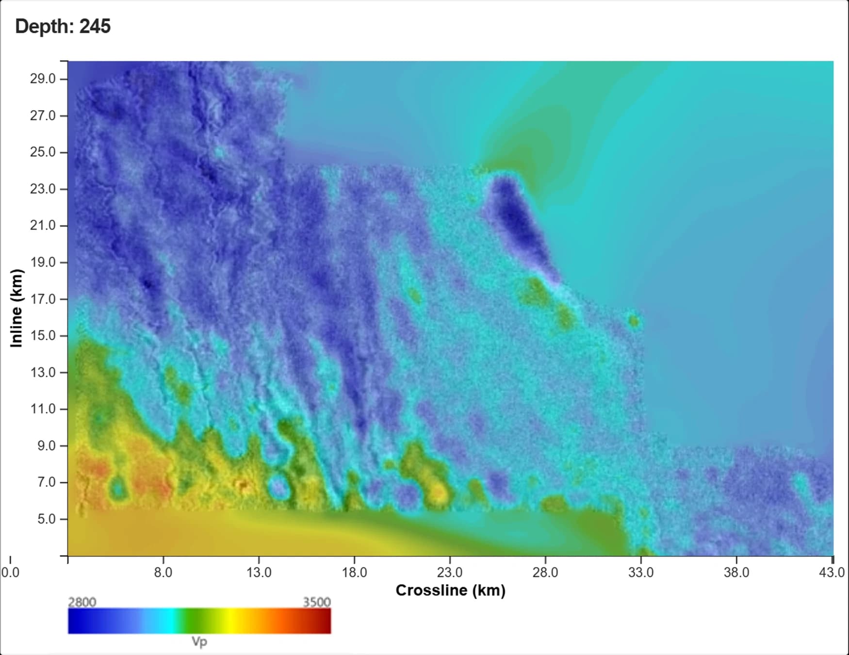 Depth slice through the prospect interval, 16 Hz macro velocity model