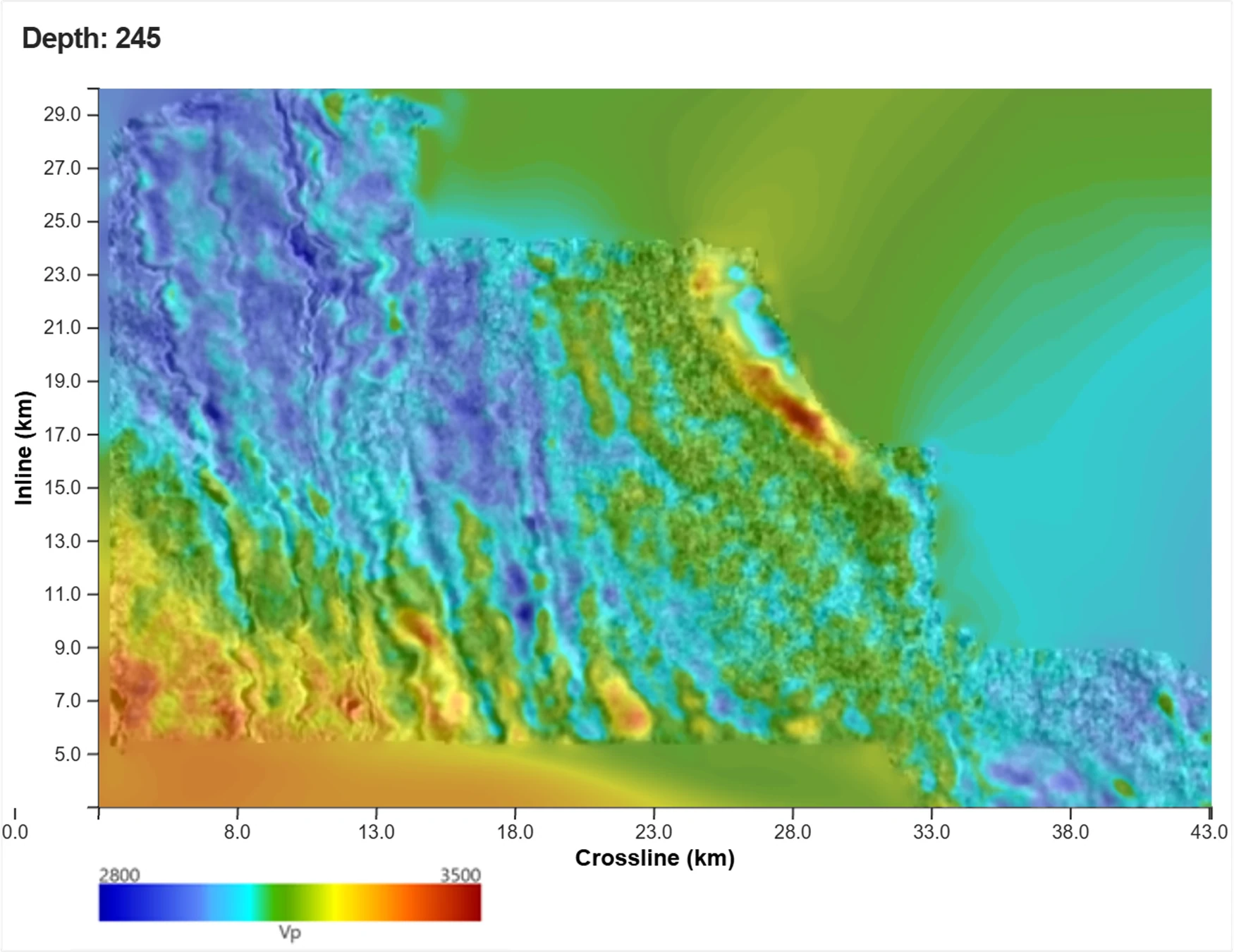 Depth slice through the prospect interval, 45 Hz macro velocity model