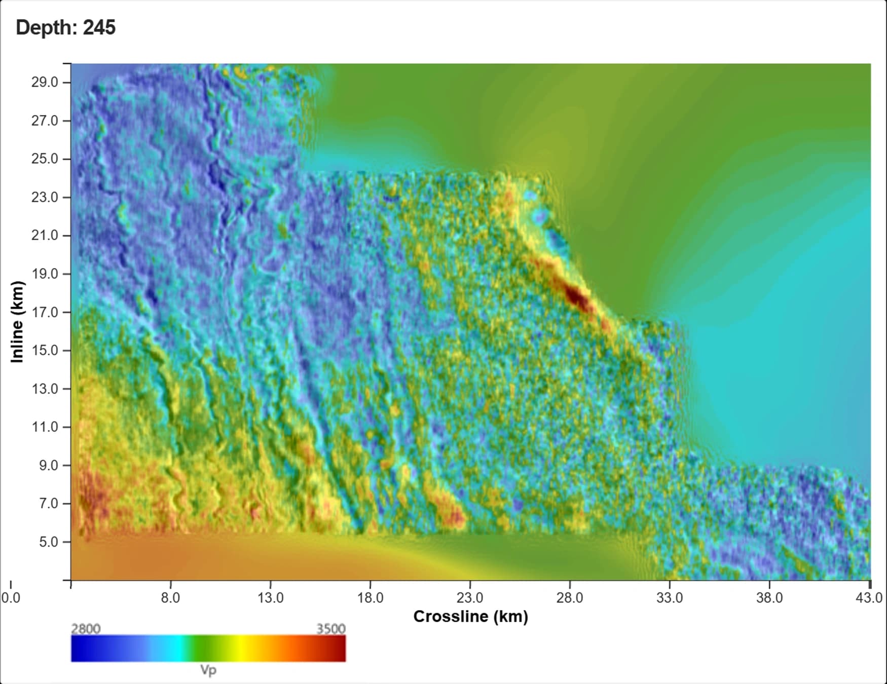 Depth slice through the prospect interval, 45 Hz targeted velocity model