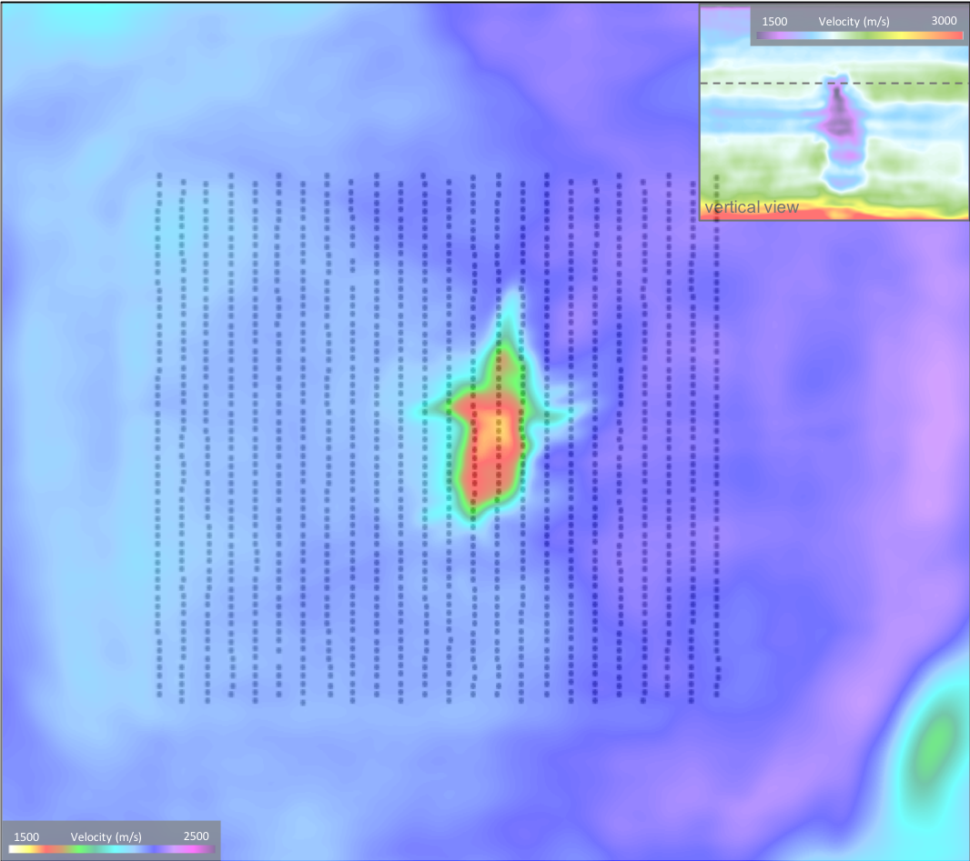 Aerial view through iterated model at depth 1.2km