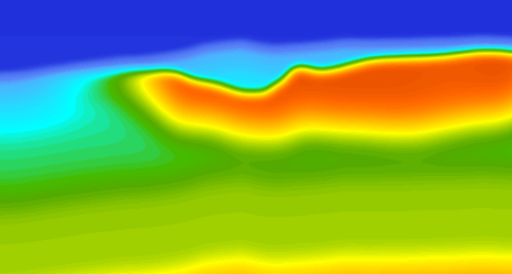 M0 to M1 — regional compaction trend to approximate salt geometry — M1, Crossline 414