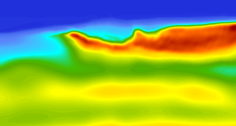 M1 to M2 — the first TSL-FWI update acting across the model — M2-TSL, Crossline 414
