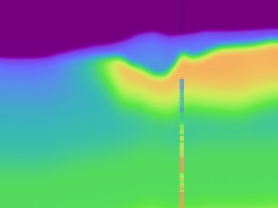 Alaminos Canyon Vp, crossline 414 — Initial model